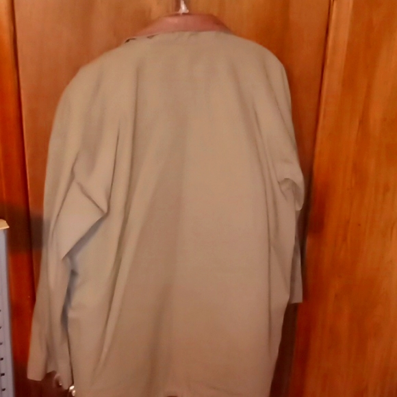 Green Large Winter Jacket With Red Lining Cotton Leather And Nylon - Picture 5 of 6